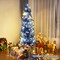 Costway 6FT Tinsel Tree Slim Pencil Christmas Tree Silver Champagne Goldblue